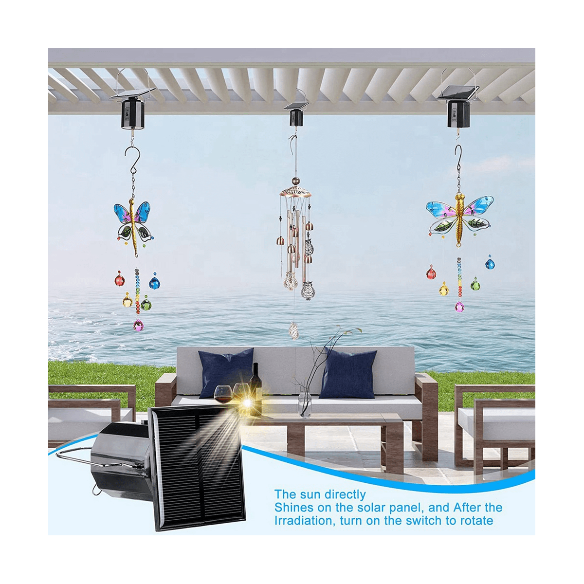 4Pcs Solar Powered Wind Spinner Motor Solar Energy Hanging Rotating Motor Revolving Wind Chime Spinner Motor for Display