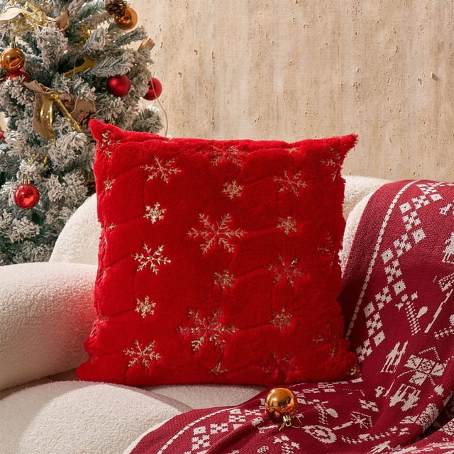 hengsof Christmas Snowflake Pillow Covers Christmas Snowflakes Throw Pillows Decorative Pillow Cases Cushion Covers for Bedroom Livingroom Sofa Farm House