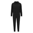 thumbnail image 3 of Womens Sets 2 Piece Outfits Fall Solid Color Tracksuits Half Zip Long Sleeve Top Pant Sweatsuit Jogger Sweatpants Suit with Pockets (Black L), 3 of 5