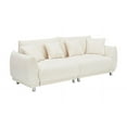 thumbnail image 5 of 86.6" Modern Sofa Couch, 2 Seater Fabric Upholstered Loveseat Sofa with Four Throw Pillows and Metal Legs, Comfy Sofa with Armrest for Living Room, Office, Apartment, Small Space, 5 of 6