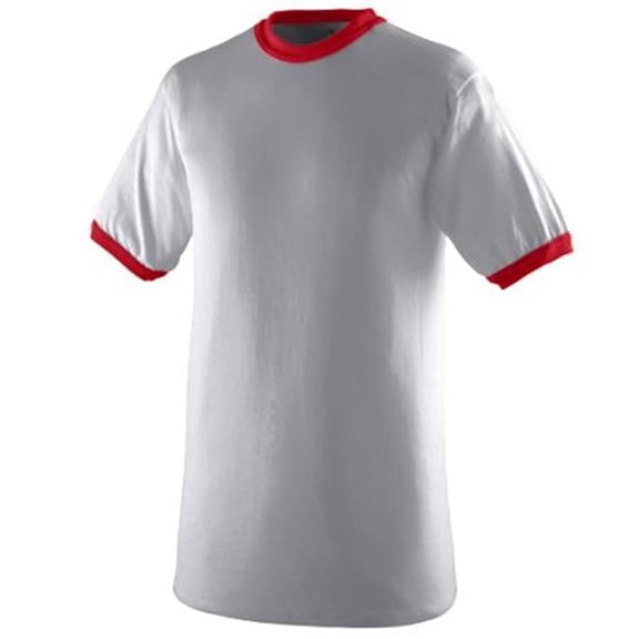 710A Ringer T-Shirt - Athletic Heather & Red, 2X