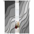 thumbnail image 2 of Black Grey Ombre Semi Sheer Window Curtains 84 Inches Long, Modern Geometric Abstract Aesthetic Cream Rod Pocket Voile Silky Chiffon Curtain Light Filtering Drapes for Living Room, 52"x84", 2 Panels, 2 of 9