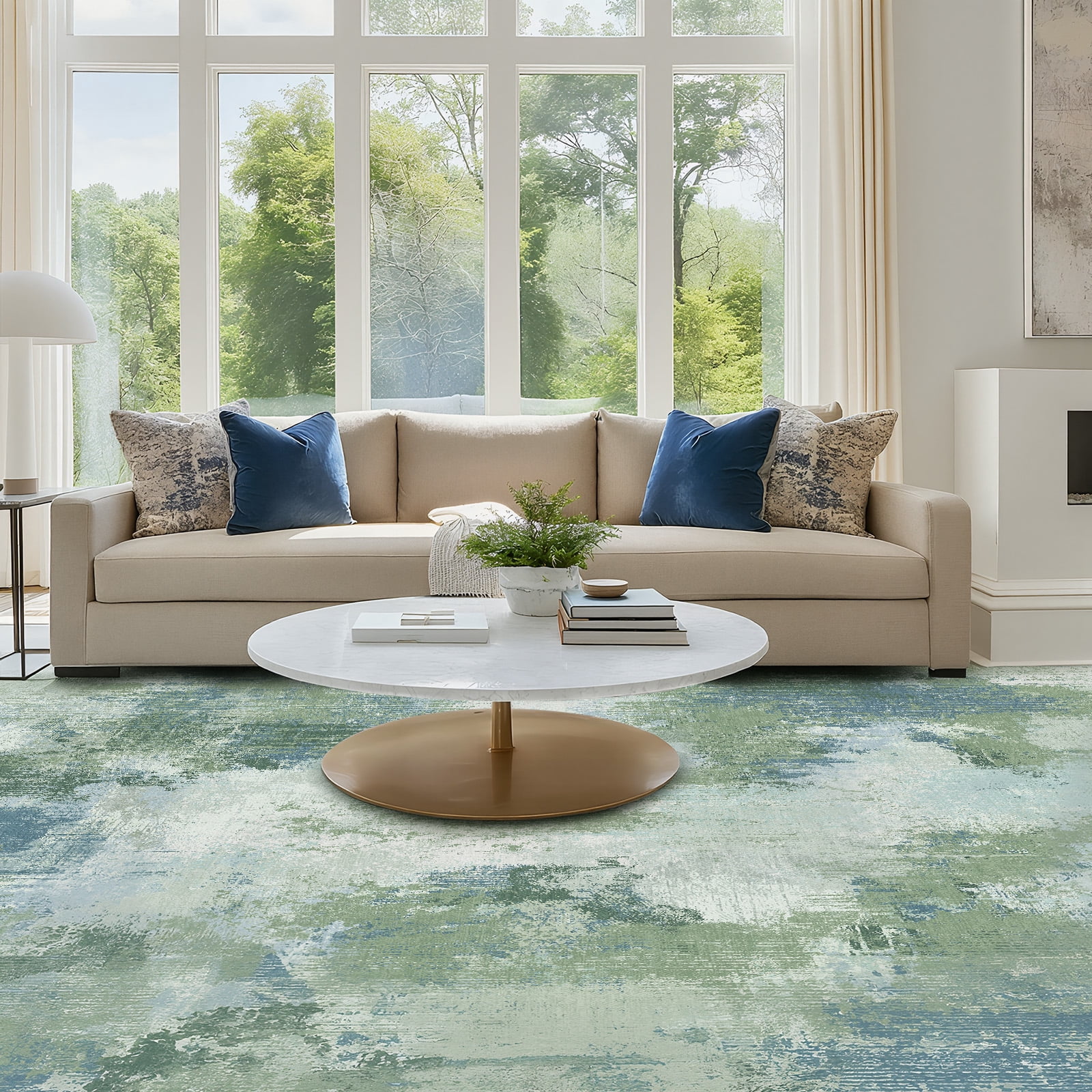 CHITOOMA 5'x7' Area Rugs for Living Room, Machine Washable Abstract Distressed Rugs Indoor Neutral Carpet Rugs for Bedroom Dining Room Office with Non-Slip Backing, Stain Resistant Non-Shed