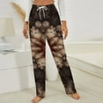 thumbnail image 3 of Brown Floral Kaleidoscope Pattern Design Winter Female Pants Flannel High Waist Women Pants Lady Warm Straight Leg Plush Trousers, 3 of 7