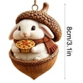 thumbnail image 5 of Rustic Woodland Christmas Ornament, 3.15 Inch Resin Acorn Shell Animal Ornament, Hanging Decor for Tree Mantel Wreath Thanksgiving Centerpiece, White Rabbit with Pie, 5 of 8
