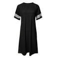 thumbnail image 6 of T Shirt Summer Dress for Women Casual Striped Short Sleeve Knee Length Beach Dresses Crew Neck A Line Tunic Dress, 6 of 6