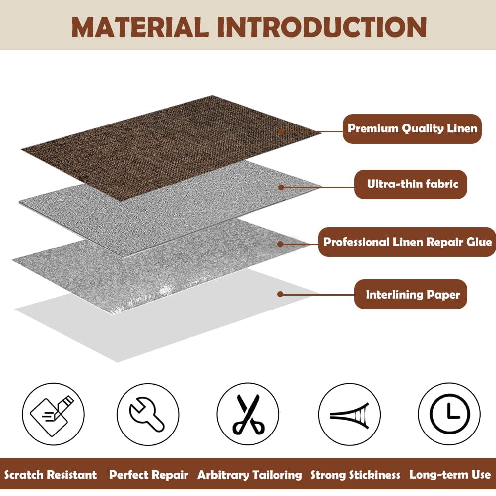 Linen Fabric Repair Patch - 3 Self-Adhesive Patches, Dark Grey
