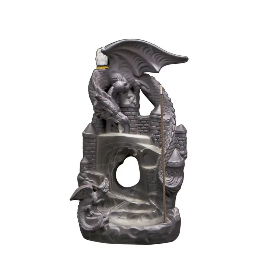 1pc Purple Clay Pterosaur Castle Backflow Incense Burner Incense Stick Holder Home Decor (Without Incense)