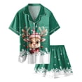 thumbnail image 4 of Girls Christmas Pajama Set Holiday Themed Short Sleeve Button Down Top and Comfortable Shorts Cute Sleepwear for Kids Festive Family Matching Outfit, 4 of 4