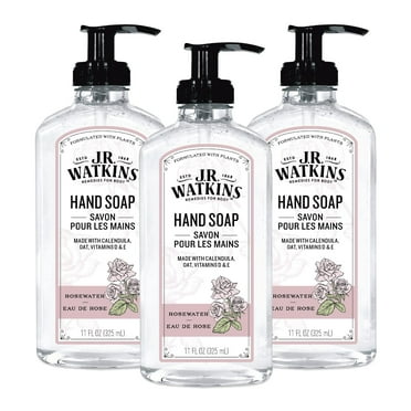 J.R. Watkins Gel Hand Soap With Dispenser, Moisturizing Hand Wash, All Natural, Alcohol-Free, Cruelty-Free, USA Made, Rosewater, 11 Fl Oz Pack of 3
