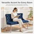 thumbnail image 4 of EHANCIS Luxury Velvet Wingback 2-Seat Dining Bench, Diamond Button Tufted Upholstery, Silver Stainless Steel Legs, Modern Decorative Seating for Dining Room, Kitchen and Entryway,Blue, 4 of 7