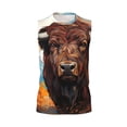 thumbnail image 6 of Lsque Oil Painting Style Iceberg Yak Print Men's Cotton Blend Sleeveless Muscle Shirts (S-3XL)- Moisture Wicking, Odor Protection, UPF 30+,Small, 6 of 8
