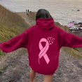 thumbnail image 4 of ZSQDM Women's Hoodies Sweatshirts Plus Size Zip Up Hoodies for Women Breast Cancer Awareness Ribbon Hoodies for Women Oversize Fleece Soft Long Sleeve Sweatshirt Pullover Top Polyester (L), 4 of 5