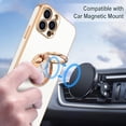 thumbnail image 5 of Case for iPhone 13 Pro Max Case with Ring Stand [360°Rotatable Ring Holder Magnetic Kickstand] [Plated Rose Gold Edge] Slim Soft TPU Cover Luxury Protective Phone Case for Women Men, White, 5 of 14