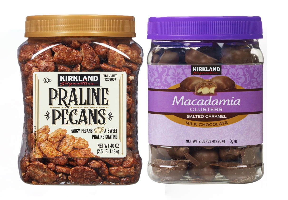 Kirkland Signature Macadamia Clusters 32 oz + Praline Pecans, 40 oz (1
