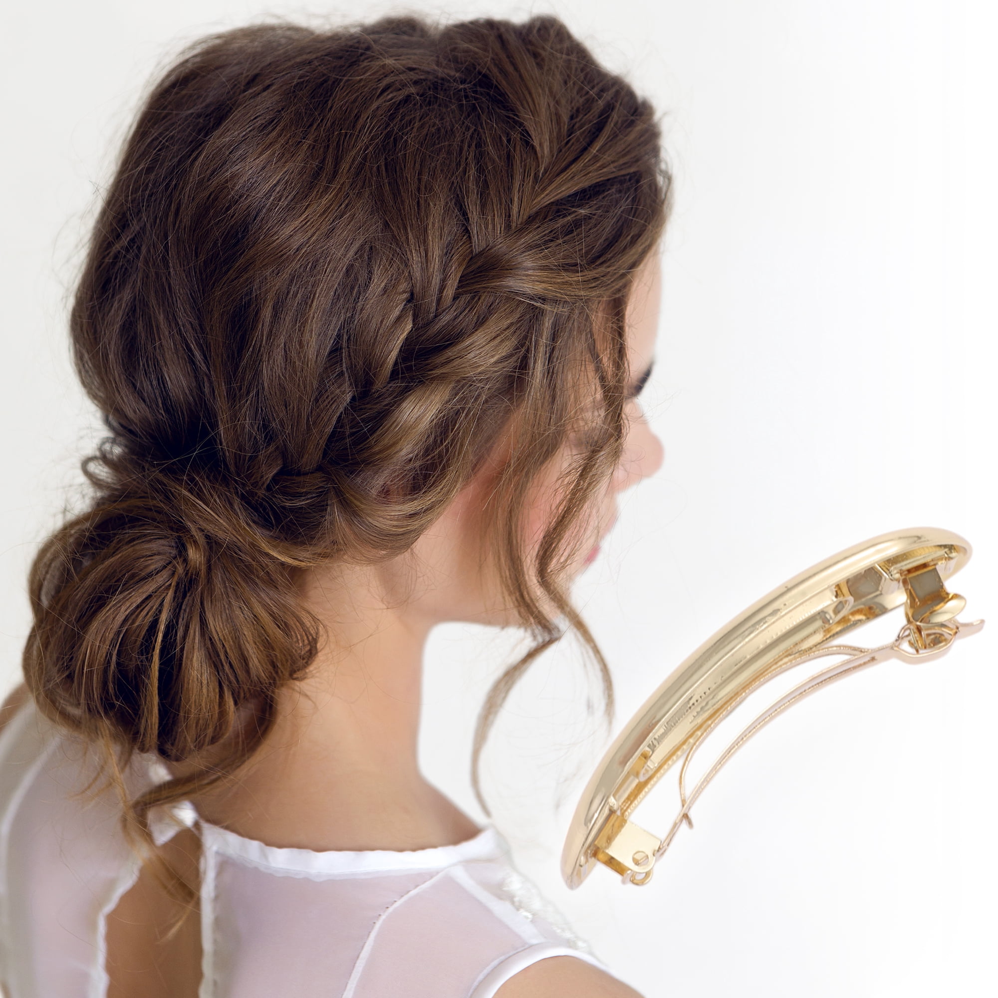 Unique Bargains Solid Oval Hair Clips for Home Use in Gold Tone