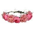 thumbnail image 2 of Vorkoi Women Rose Floral Crown Hair Wreath Leave Flower Headband with Adjustable Ribbon, 2 of 5