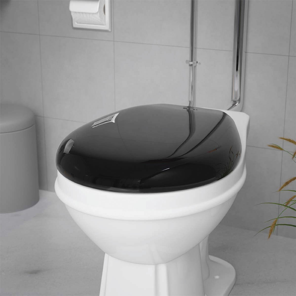 Renovator's Supply Black Round Slow Close No Slam Plastic Toilet Seat Set of 2