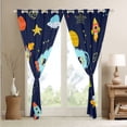 thumbnail image 4 of Space Curtains Cartoon Rocket Ship 30%-50% Blackout Curtains Universe Themed Window Curtains, Outer Space Bedroom Curtains for Teens Galaxy Space Planet Print Curtains,2 Panels 42"Wx90"L, 4 of 5