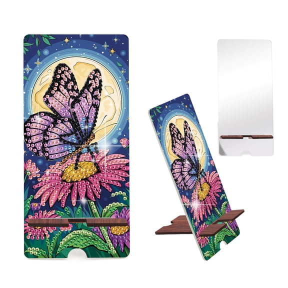 Diamond Painting Mobile Phone Stand Kit Night Sky Butterfly DIY Art Craft Desktop Stand Ideal for Home and Office Decor An Excellent Gift Choice