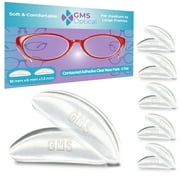GMS Optical® 1.3mm Ultra-Thin Anti-Slip Adhesive Contoured Silicone Eyeglass Nose Pads with Super Sticky Backing for Glasses, Sunglasses, and Eye Wear - 5 Pair (Clear)