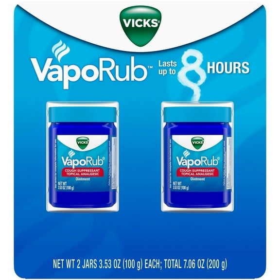 Vicks VapoRub Cough Suppressant Topical Analgesic Ointment (3.53 Ounce, 2 Count)