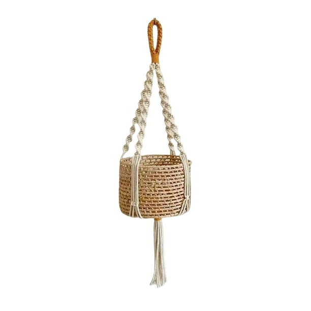 Billuyoard Decoración de pared de cordón de algodón, soporte moderno para plantas colgantes, cesta colgante, maceta, bolsillos de red Jardín y Patio uno