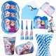 thumbnail image 2 of Vajilla de fiesta de Frozen Disney para niños, platos de papel desechables con temática de dibujos animados, vasos, bandera, juguetes para Baby Shower, decoración de fiesta de cumpleaños, 2 of 5