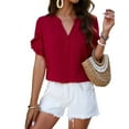 thumbnail image 2 of Baiways Womens Summer Tops and Blouses Casual V Neck Short Sleeve Business Casual Work Shirts, 2 of 6