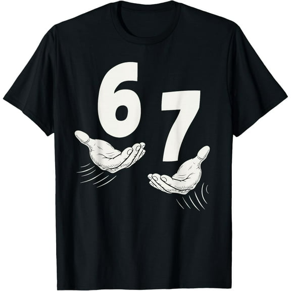 Six Seven 67 6 7 Kids 67 Teen Boys 6-7 Meme Hands Funny T-Shirt