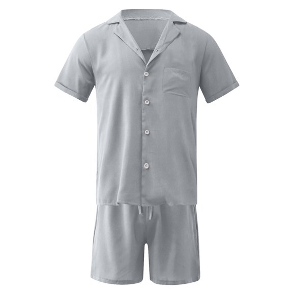 Vedolay Shorts Tracksuit For Men Men's Short Sets 2 Piece Summer Tracksuit Short Sleeve Shirt and Shorts Set,White L