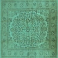 thumbnail image 1 of Ahgly Company Indoor Square Oriental Turquoise Blue Industrial Area Rugs, 3' Square, 1 of 4