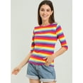 thumbnail image 4 of Disfraz de Día de San Patricio Allegra K Camiseta ajustada Cuello redondo Mangas en el codo Multicolor S, 4 of 6