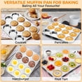 thumbnail image 2 of Walchoice 2 Pcs Muffin Top Pans, 12-Cup Nonstick Metal Muffin Tin for Baking, 11” x 14.6” Regular Size Cupcake Pan Tray for Cookies, Pudding Pan, Hamburger, Egg, 2 of 8