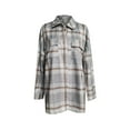 thumbnail image 6 of Azrian Women's Flannel Plaid Shacket Long Sleeve Button Down Shirts Jacket Coats with Side Pockets, 6 of 8