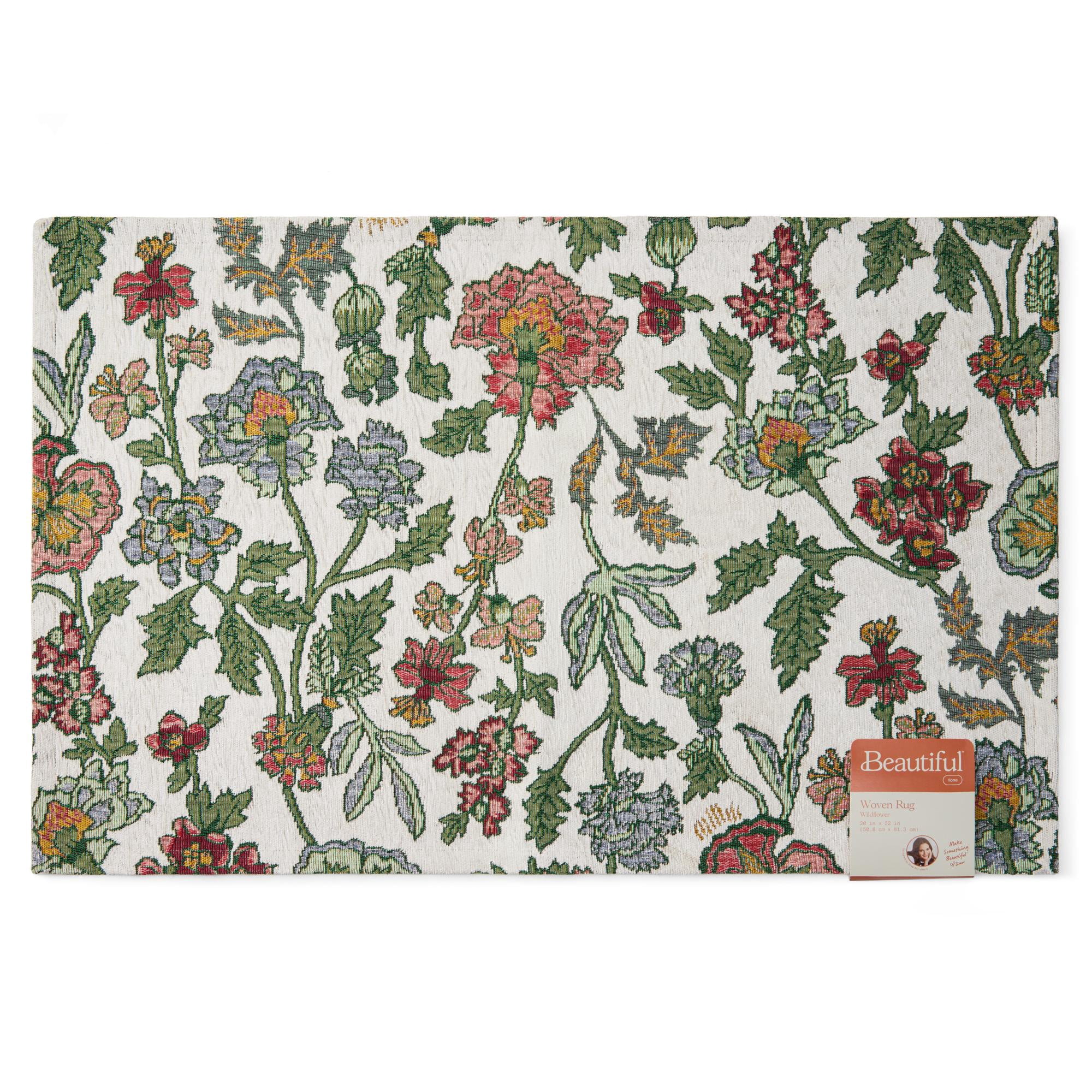 Beautiful Wildflower High Low Kitchen Rug by Drew Barrymore