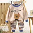 thumbnail image 2 of TOWED22 Toddler Infant Baby Girl Boy Outfits Long Sleeve Crewneck Tee Casual Joggers Pants 2pcs Fall Winter Clothes Clothing Set(Khaki,4-5 Y), 2 of 5