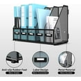 thumbnail image 3 of INTIGE Desktop Organizers with 5 Vertical Compartments Rack, File Storage for Office, Home Workspace, Black Plus, 3 of 6