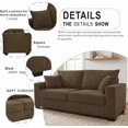 thumbnail image 4 of 69" 2 Seater Loveseat Sofa, Chenille Comfy Upholstered Small Couch with 2 Throw Pillows for Living Room, Apartment, Office (Coffee), 4 of 9