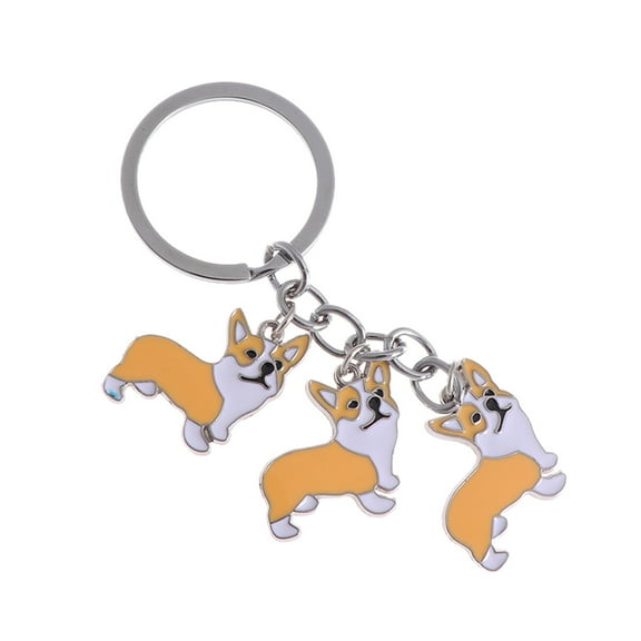 PBPBOX Yellow Handmade Metal Corgi Keychain Durable Decorative Car Key Ring Pendant for Hanging Keys