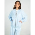 thumbnail image 6 of Women'S 2 Piece Outfits Oversized Casual Zip Up Long Sleeve Sweatshirt with Wide Leg Sweatpants Light Blue S, 6 of 9