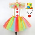 thumbnail image 3 of Disfraz de payaso para niña, vestido de tutú de malla con sombrero y aro para el pelo, duradero. Talla S, 3 of 7