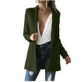 thumbnail image 2 of Womens Open Front Blazer Suit Jacket 3/4 Ruched Sleeve Blazers Casual Cardigan Outerwear with Pockets Army Green S, 2 of 7