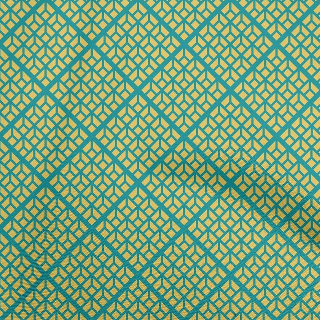 oneOone Georgette Viscose Turquoise Blue Fabric Geometric Fabric For Sewing Printed Craft Fabric By The Yard 42 Inch Wide