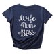 thumbnail image 5 of Camiseta de mujer Estampado inglés Esposa Mum Boss O Cuello de manga corta Algodón Suave Camisa Abanopi Camiseta estampada, 5 of 5