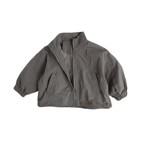 YunPes Toddler Boys Lightweight Jackets Baggy Mandarin Collar Zip Up Windbreaker with Pockets Kids Summer Thin Sun Protection Clothing