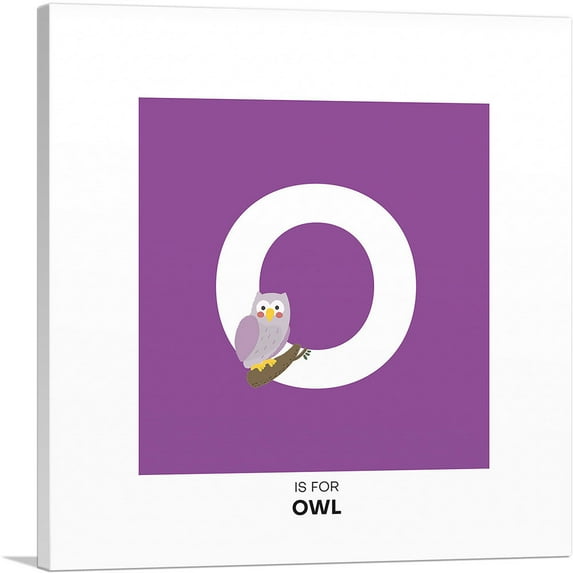 ARTCANVAS Kids Animal Alphabet Letter O Canvas Art Print - Size: 18" x 18" (1.50" Deep)