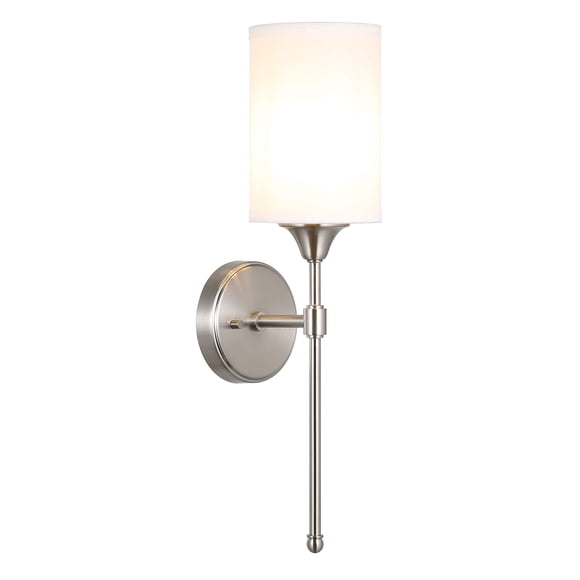 XiNBEi Lighting Applique Murale Éclairage, Applique de Salle de Bain Moderne 1 Lumière avec Abat-Jour en Tissu Finition Nickel Brossé pour Couloir Chambre & Salon XB-W1260-BN