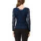 thumbnail image 3 of INSPIRAR CHIC Día de San Valentín Blusa de Encaje Floral de Manga Larga con Escote en V y Detalle de Encaje en el Dobladillo Talla S Azul Oscuro, 3 of 6