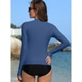 thumbnail image 6 of Asoul Women's Zipper Rash Guard Long Sleeve Side Ruched Swim Shirt Sun Protection Swimsuit Tops, 6 of 9